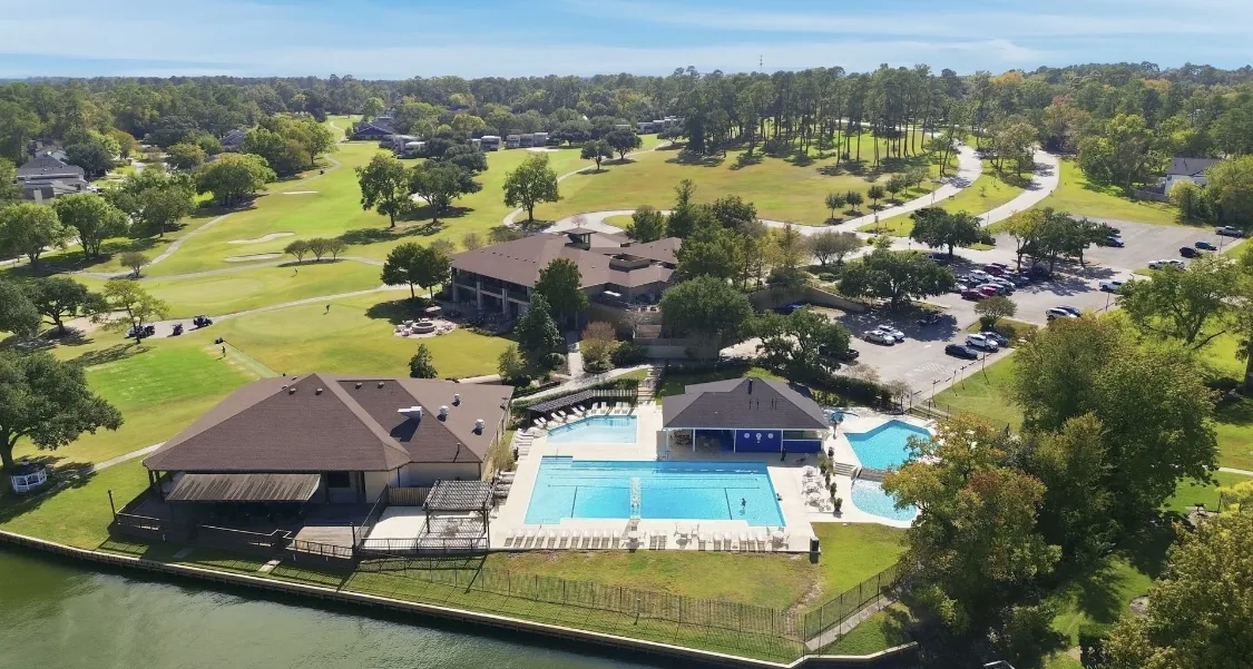 Aerial view of April Sound Country Club pool area